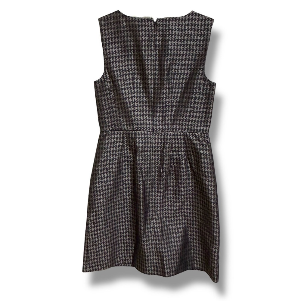 Banana Republic Silk Cotton Houndstooth Dress Womens 8 Black Gray Career NEW‎ - Picture 3 of 6